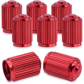 MEAJOO 8PCS Car Tire Valve Stem Caps, Aluminum Wheel Valve Covers, Leak-Proof Air Caps Cover, with Rubber O-Ring, Universal for Cars, SUVs, Bike, Bicycles,Trucks and Motorcycles (Red)
