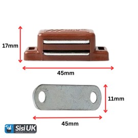 Heavy Duty Magnetic Door Catch Brown Cupboard Cabinet Door Thumb Turn Catch Latch Lock with Fixing Screws for Kitchen Wardrobe Magnets Door Closers Magnet Closure 4 Pack