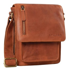 STILORD 'Finn' Small Shoulder Bag Men's Shoulder Bag Vintage Messenger Bag 8.4 Inch Tablet Bag Genuine Buffalo Leather, Andorra - Brown, shoulder bag