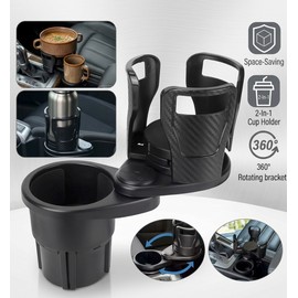 4-in-1 Car Cup Holder Expander – Adjustable Dual Cup Holder with Phone Holder for Everyday Driving