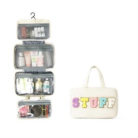 UEOE Travel Toiletry Bag-Toiletry Bag Essentials Spacious for Women, Hanging Hook Makeup Bag/4 Comparment, Waterproof for Travel Accessories, Medium