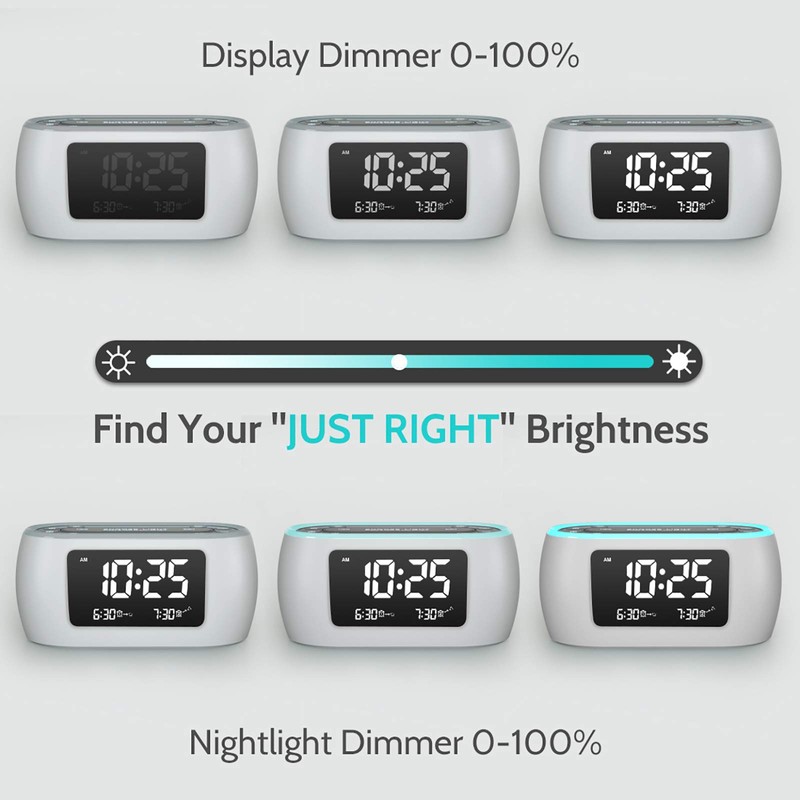 HOUSBAY Glow Small Alarm Clock Radio for Bedrooms with 7