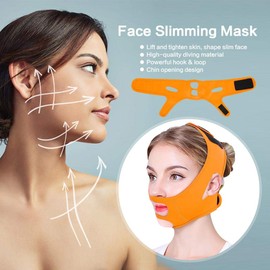 Face Slimming Belt, Face Slimming Belt, Facelifting Slimming Belt, Bandage Belt, Mask, Face Lifting, Double Chin Skin Belt for Women, Ideal Gift (Orange)