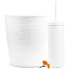 Autumn Alley White Farmhouse Bathroom Trash Can and Toilet Bowl