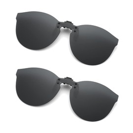 Long Keeper Sunglasses for Glasses Wearers - Clip-On Polarised Sunglasses Attachment Glasses Clip On Sunglasses Attachment for Men and Women, Grey and grey