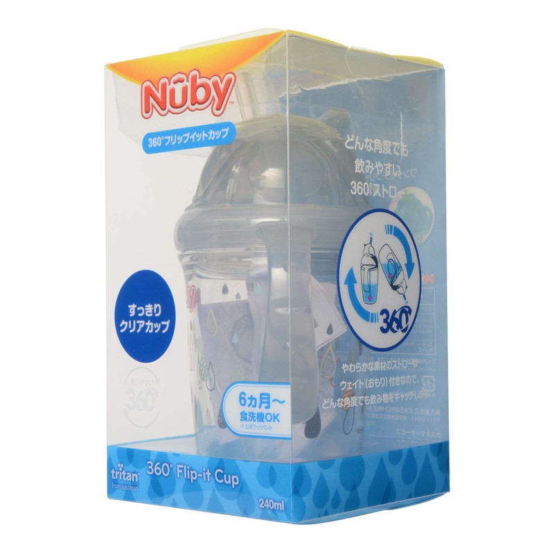 Nuby Flip It Cup, 8.5 fl oz (240 ml), Raindrop