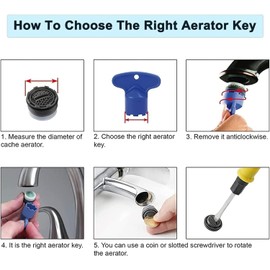 4 Pack Cache Faucet Aerator Key Removal Wrench Tool with 4 Pieces Faucet Aerator for M 16.5 18.5 21.5 24 Cache Aerators(4 Size)