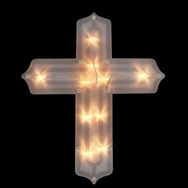 Northlight 14" Lighted Cross Easter Window Silhouette Decoration