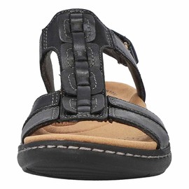 Clarks Women's Laurieann Kay Flat Sandal, Black Leather, 10