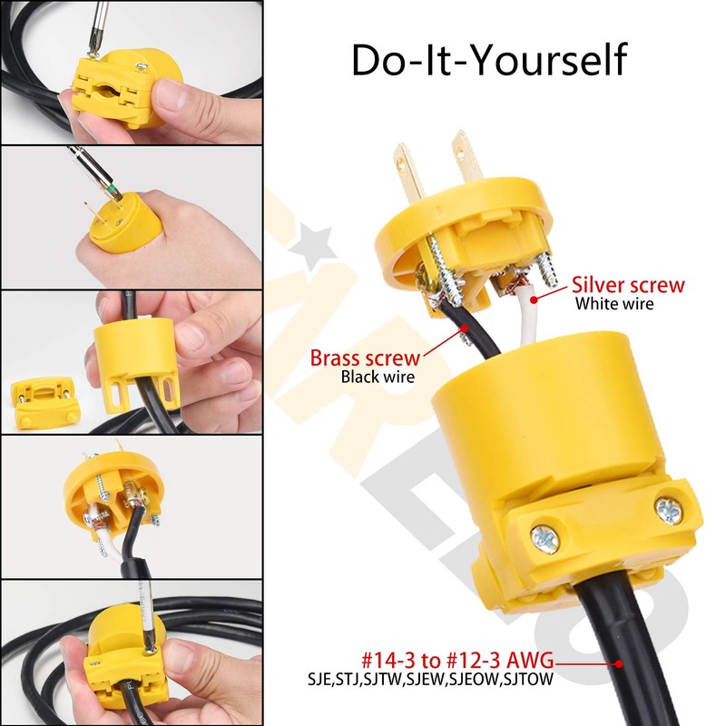 STARELO Electrical Replacement Plug & Connector Set Yellow Shell 125V