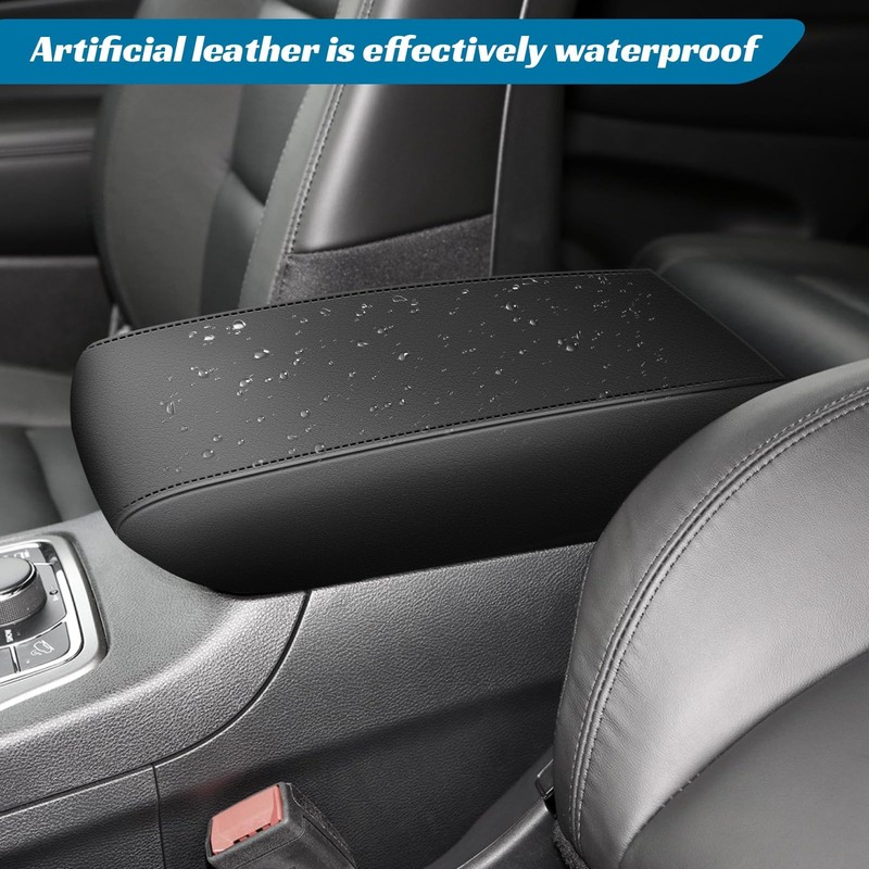 AOMSAZTO Armrest Covers for 2017-2020 Ford Fusion Black Leather