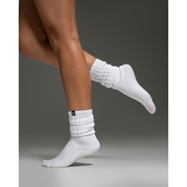 Kamo Fitness Cozy Womens 3-Pair Pack - Scrunch Long Crew Socks for Women, Soft & Breathable Boot and Slouch Socks, Size 5-9 (White, One Size)