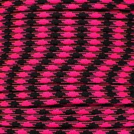 Paracord Planet 100 Foot Hanks of 550 Type III 7 Strand Paracord (Black & Pink 100 Feet)