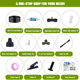 Misters for Outside Patio, 50FT Misting Cooling System with Water Filter & 16 Nozzles - Outdoor High Pressure Mister Kit for Patio, Garden, Backyard, Greenhouse - Cooling, Humidifying, DIY