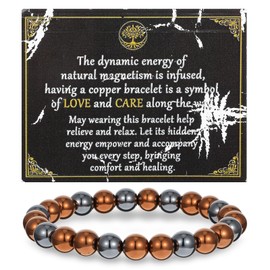 Copper Bracelet for Women Men 8MM Pure Copper Jewelry Stretch Bead Bracelet Parents Anniversary Birthday Ideal Gift