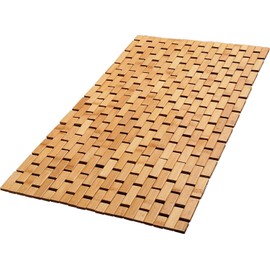 Bamboo Bath Mat for Bathroom - Large, 34 x 18 x 0.4 Inches [LxWxH] Foldable Wood Bathmat, Accessories and Decor for Bathroom Sauna Spa Tub and Door Area - Underlay for Rugs