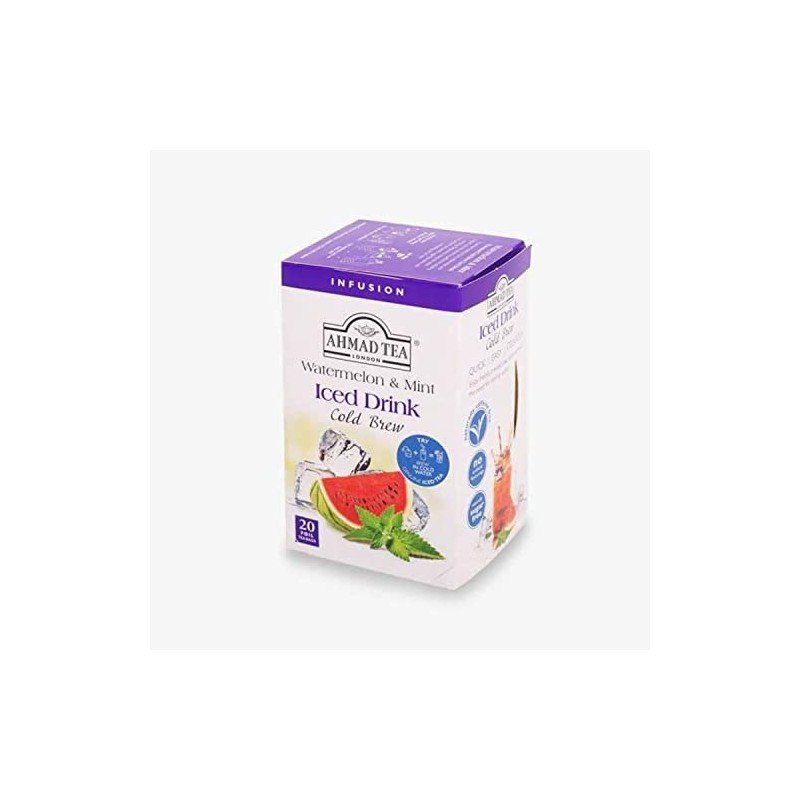 Ahmad Tea Herbal Tea, Cold Brew Watermelon & Mint Teabags,