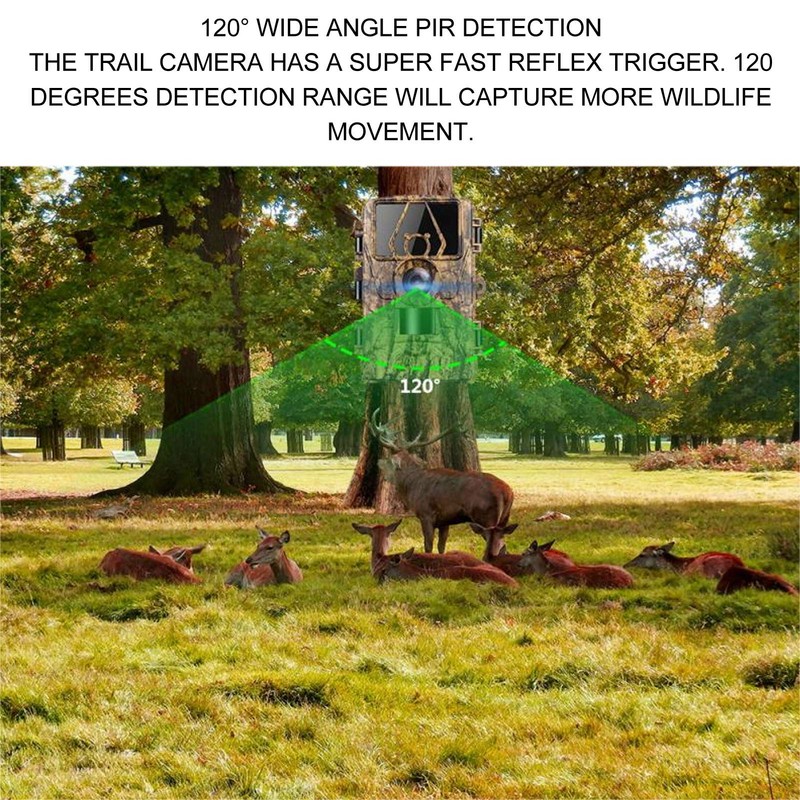 Trail Camera IP66 Waterproof 4K 60MP 0.2s Trigger 120° Wide