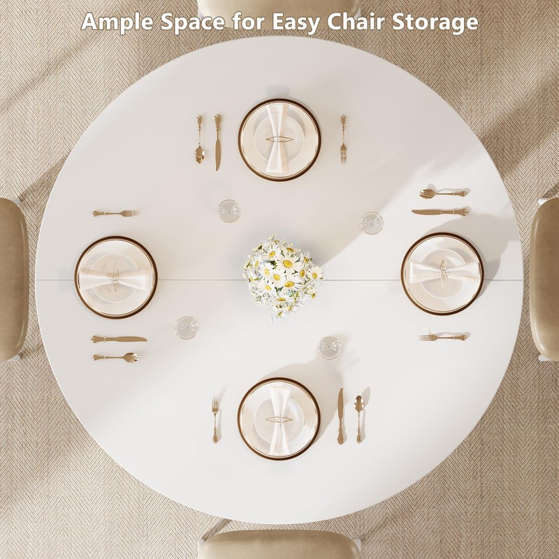 Einhomn Round Dining Table for 4-6, Kitchen Table with Sturdy