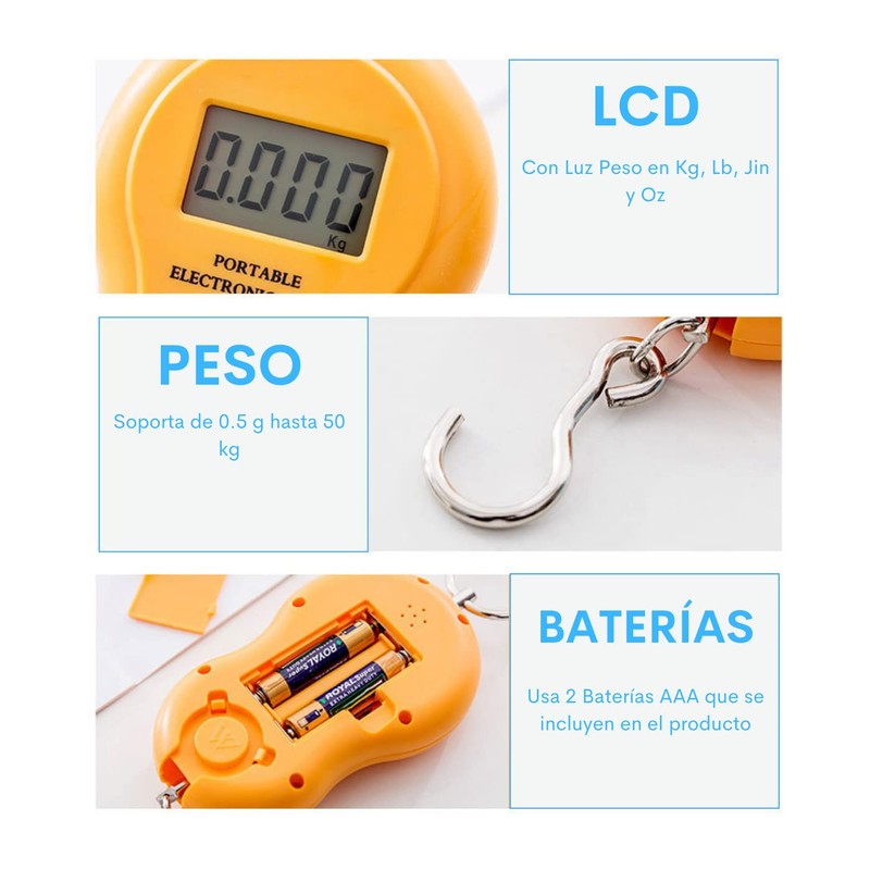 Bascula Colgante Digital Varias Unidades de Medida Tare 50 Kg