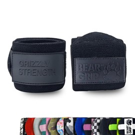 BEAR GRIP Premium Heavy Duty Weight Lifting Wrist Wraps - Gym Straps for Bodybuilding, CrossFit, Powerlifting – Adjustable Wrist Support for Men & Women (Black, 18 Inches)
