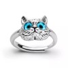 Unbranded Cute Cat Blue Eye Silver Ring, Adjustable Size, Kitten,