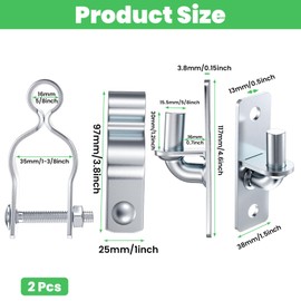 2 Pack 1-3/8 Inch Wall Mount Gate Hinge Metal Hinges Fence Post Chain Link Fence Frame Hinge Outdoor Gate Hardware