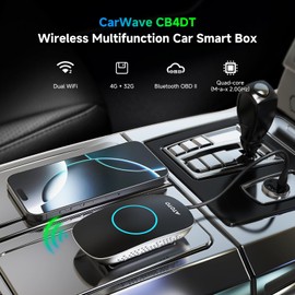ATOTOMOVE CarPlay&Android AI Box with OBD2 Scanner, Wireless CarPlay Android Auto Adapter, Plug & Play CarWave Car Smart Box with AI DriveChat, Dual WiFi, OTA, 4G+32G, HDMI, Android 12, CB4DT