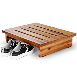 Holana 3.5in Height Wooden Step Stool for Adults (Fully Assembled) - 500 Lbs One Step Stools for High Bed Riser - Small Stepping Stool for Elderly, Seniors, Kid/Bathroom, Bed, Kitchen (Acacia Wood)