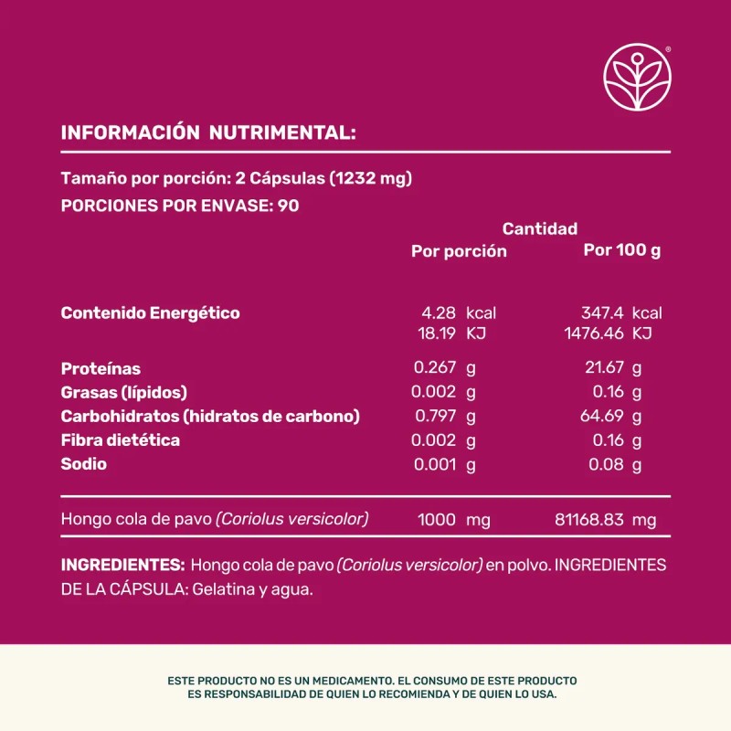 Cola De Pavo Life 360 180 Cpsulas Con Hongo Cola