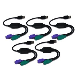 USB to Dual PS/2 Adapter, for Mouse and Keyboard - Black (Pack of 5)