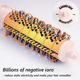 ANGENIL Heated Hair Brush - Voluming and Straightener 1.25inch Round Hot Hair Comb for Women, Tourmaline Ceramic Curling Iron, Frizz-Free, Negative Ion, Beachwave, Dual Voltage, Detachable, Pink