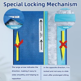 Ehucon One Direction Tubular Seat Cushion, Fall Prevention for eldery in Chair or Wheelchair, Excellent Non-Slip seat Cushion in car seat and Office Chair 17"x17" (Black, Without Handles(17"x17"))