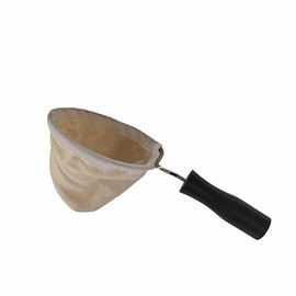 Reusable Coffee Filter with Wooden Handle, Cafe Flannel Cloth Filter Strainer Bag for Coffee Lover, Small Handmade Coffee Sock(S)