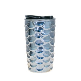 Starbucks Anniversary Silver Scales Siren Relief Ceramic Tumbler Traveler 10oz