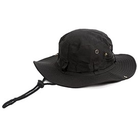 Kiniris Bob Men's Sun Hat Anti-UV Women's Summer Wide Brim Foldable Fishing Hat Adjustable Outdoor Hiking Mountaineering, black