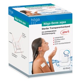 Höga - Derm Aqua Sterile Transparent Dressing with Wound Dressing, 50 Pieces, 7 cm x 5 cm, Pack of 1 (1 x 50 Pieces)