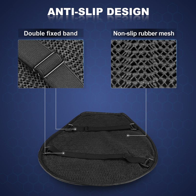 SKYJDM Foldable Motorcycle Gel Seat Cushion, Large 3D-Honeycomb Structure Shock