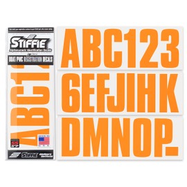 STIFFIE Uniline Orange Crush 3" Super Sticky Boat & PWC Registration Decals • Numbers Letters Stickers