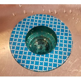 Handy Housewares 5.25" Diameter Decorative Designer Pattern Kitchen Sink Strainer/Food Trap (Two Pack, Blue Pattern)