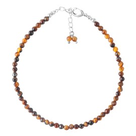 Sunshinegems Natural Tiger Eye Gemstone Faceted Beads Dainty Bracelets Jewelry for Women, Healing Crystals, Chain 8 inch