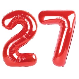 40 Inch Red Number 27 Digital Balloon,Jumbo Mylar Foil Helium Balloon for 27 Balloons for Birthday Party,Wedding Anniversary Party Decorations