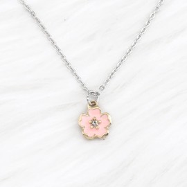 KUIYAI Ohana Necklace Hibiscus Flower Charm Necklace Gift Hawaiian Jewelry Gift Gift for Family Best Friends Gift Woman Gift (CA-Pink)