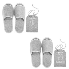 Noalife Portable Slippers, Travel Slippers with Storage Case, Foldable, Women's, Men's, Anti-Slip, School, Travel, Airplane, Home, Lightweight, Compact, Grey Set of 2
