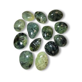 Large Green Prehnite with Epidote & Black Tourmaline Polished Tumbled Stone, 1pc 36-46mm Natural Healing Crystal from Republic of Mali