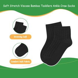 SERISIMPLE Viscose Bamboo Unisex Baby Boy Girl Socks Toddlers Ankle Crew Thin Soft Socks Stretch Breathable Newborn 5 Pairs (CA/US, Age, 1 Year, 2 Years, Black)