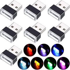 7 piezas de mini luces LED USB para el interior del coche, luces LED USB, lámpara de atmósfera, enchufable, 5 V, universal, kit de iluminación ambiental para coches, portátiles, luces LED nocturnas,