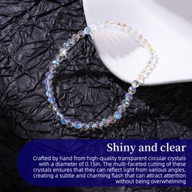 HANGINTHERE Aurora Crystal Stretch Bracelet - Elastic Design,7 in/18 cm,0.1 oz/5 g with 4 mm Clear Round Crystals Velvet Pouch Included