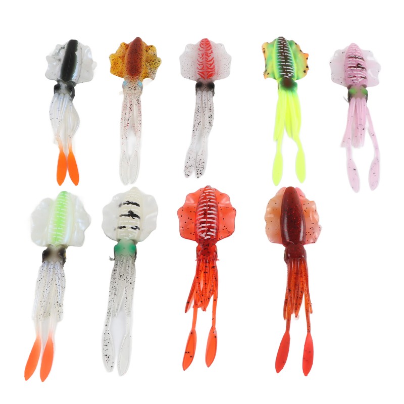 9Pcs Simulation Fishing Lures PVC Luminous Soft Fishing Baits for