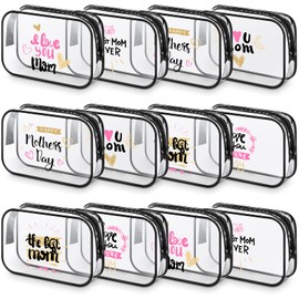 Abbylike 12 Pcs 7 x 4.7 x 2.4'' Cosmetic Bag Gifts Accessories for Makeup Bags Clear PVC Cheer Case Toiletry Zipper Pouch for Girl Women Christmas Xmas(Baseball Theme)